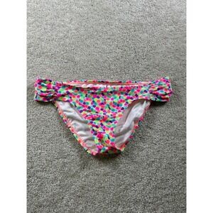 Rue Bleu Swimwear Women's Bikini‎ Bottom S Neon Polka Dot Nylon